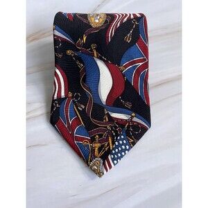 Primavera For Tie Rack Flags Necktie 100% Silk Made In Italy 58/4 EUC
